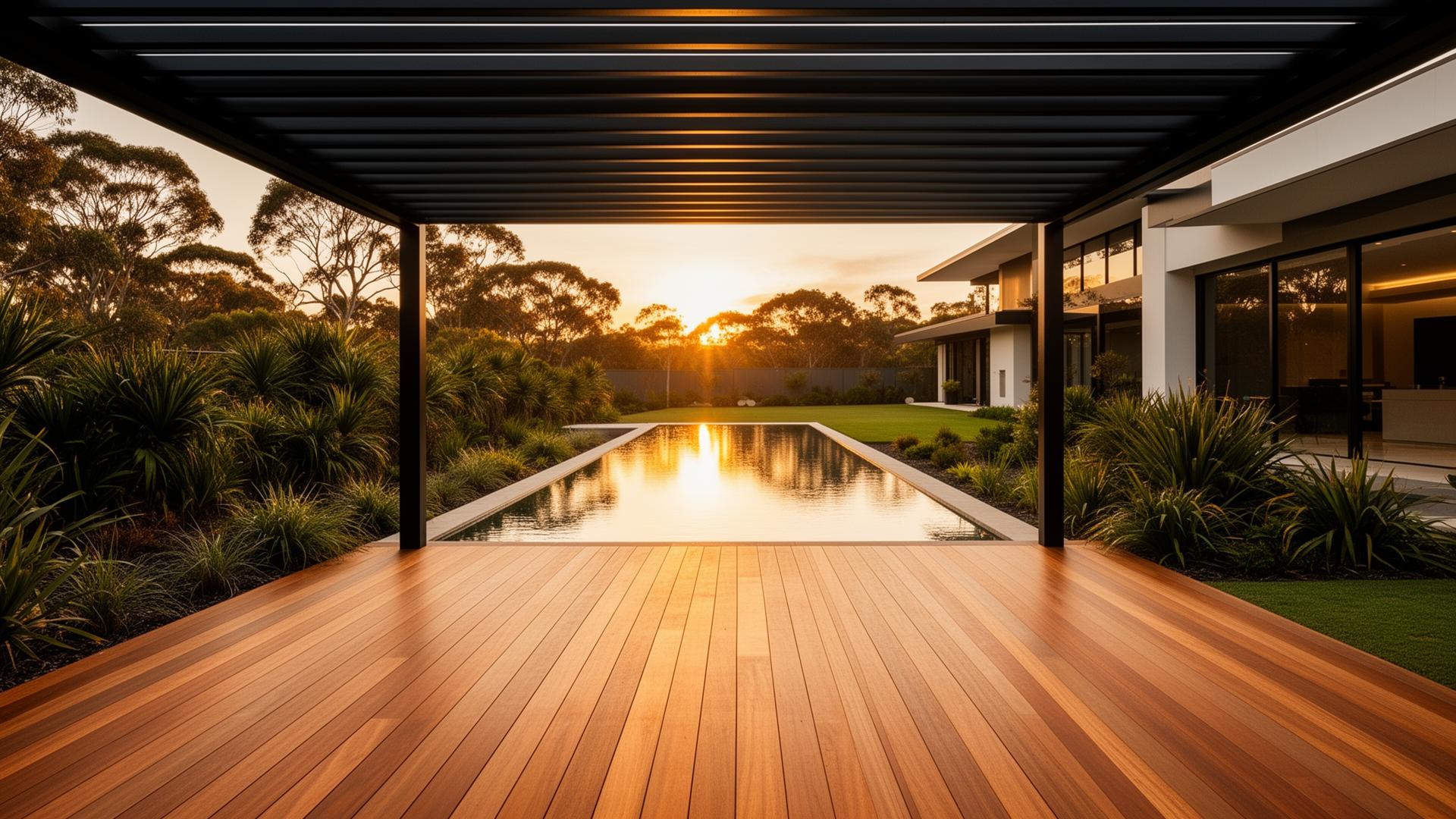 Premium Australian outdoor living space at golden hour